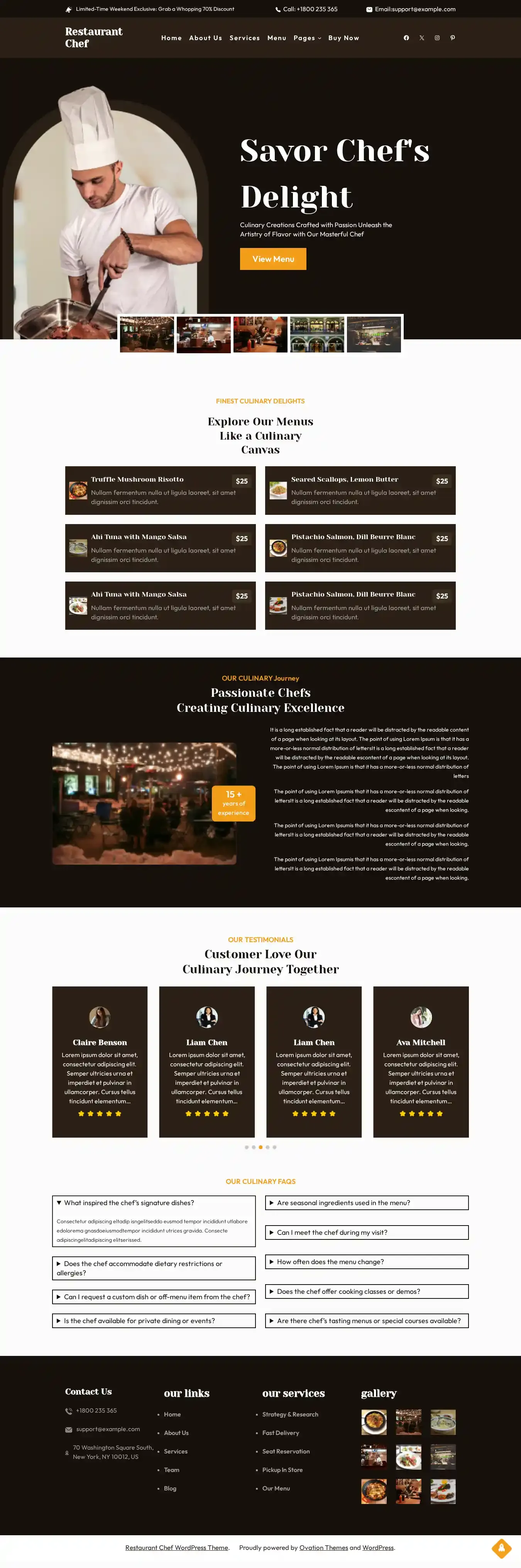 Restaurant Chef home page on desktop