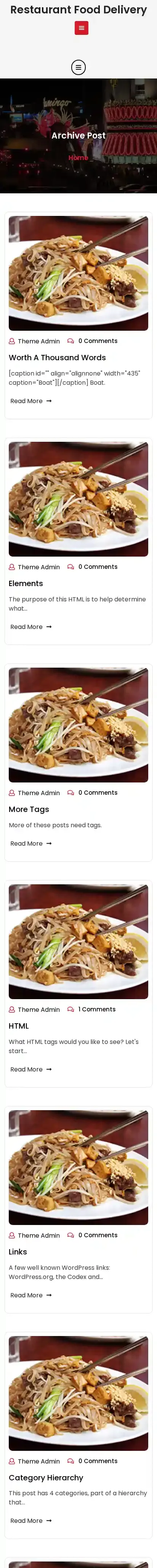 Restaurant Food Delivery home page on mobile