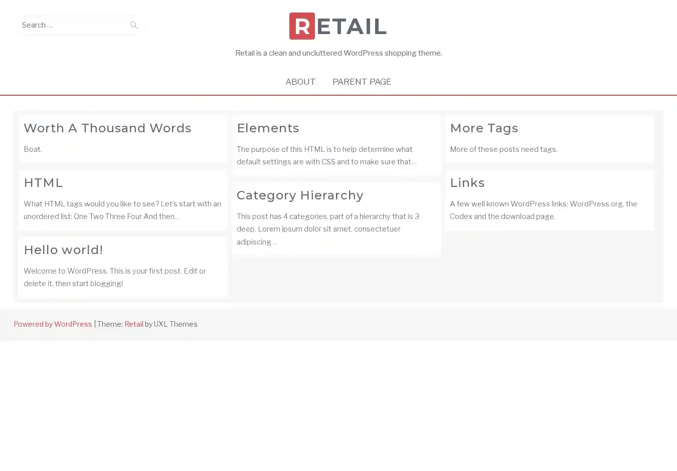 Retail home page on desktop