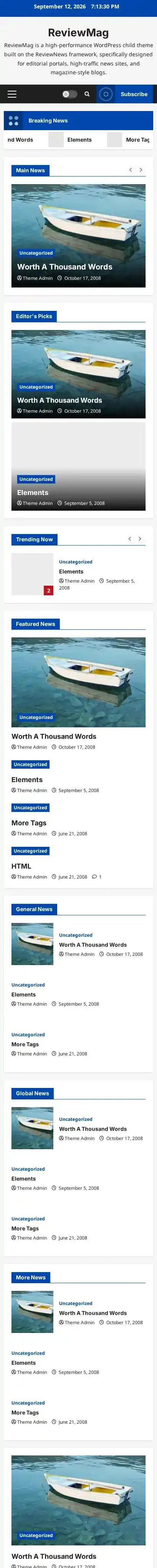 ReviewMag home page on mobile