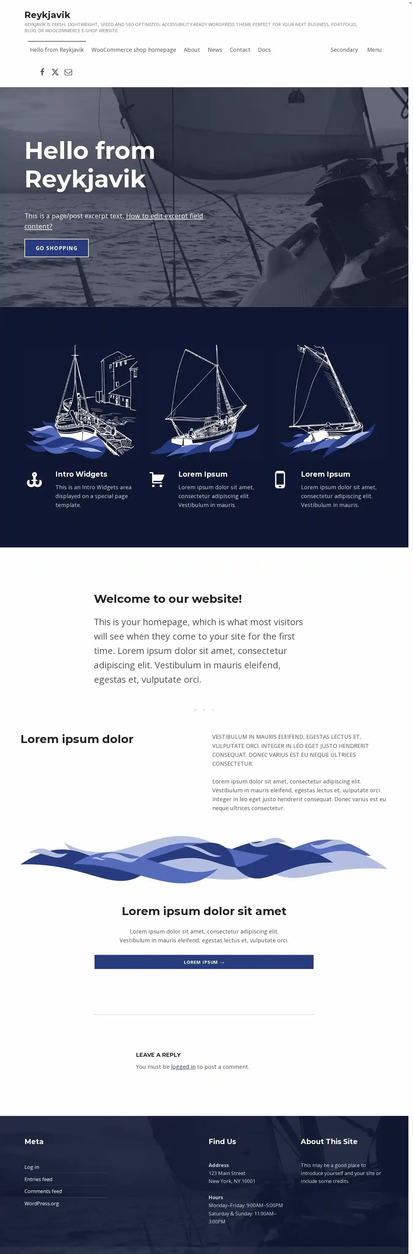 Reykjavik home page on desktop