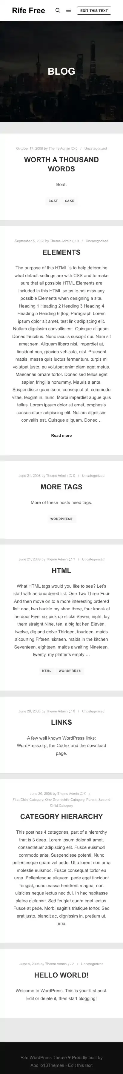 Rife Free home page on mobile