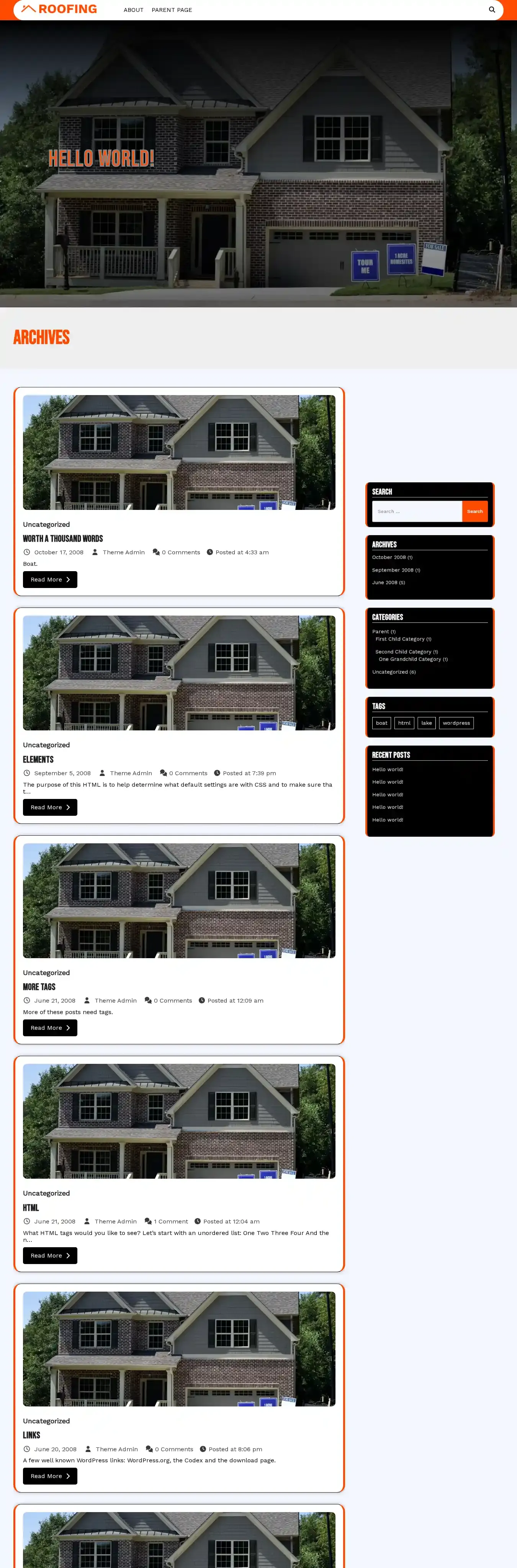 Roof Water Proofing home page on desktop