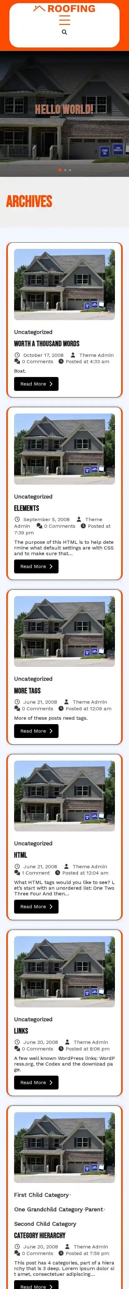 Roof Water Proofing home page on mobile