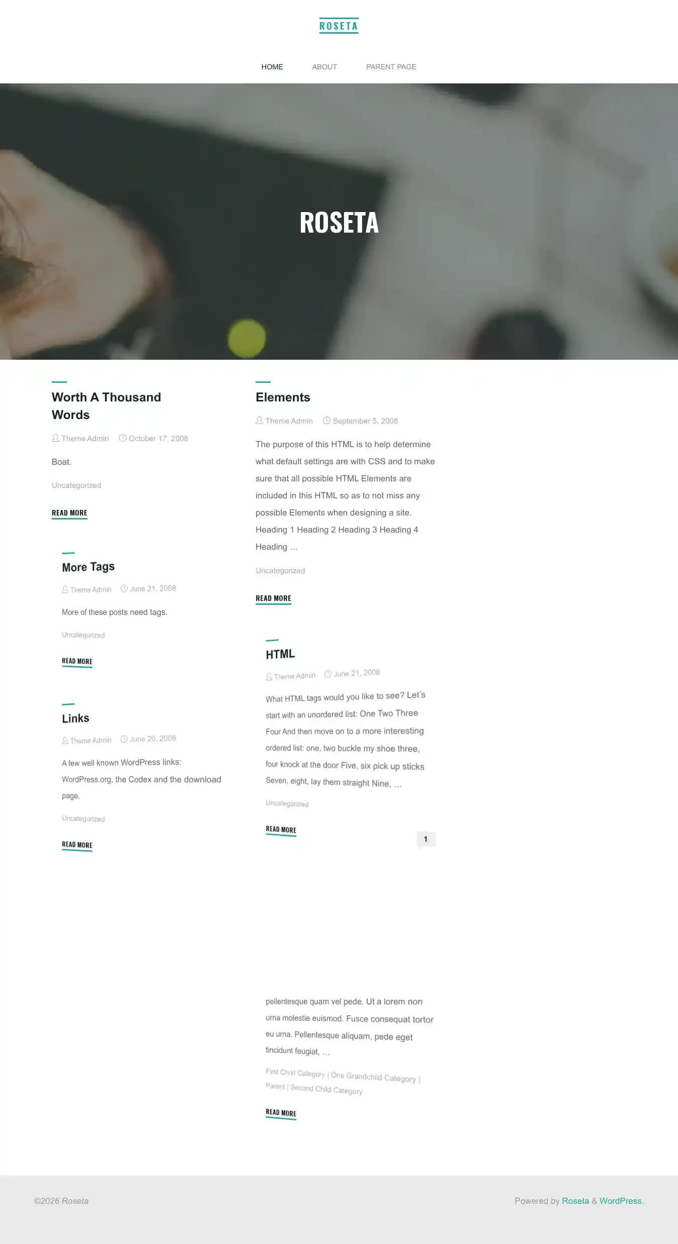 Roseta home page on desktop