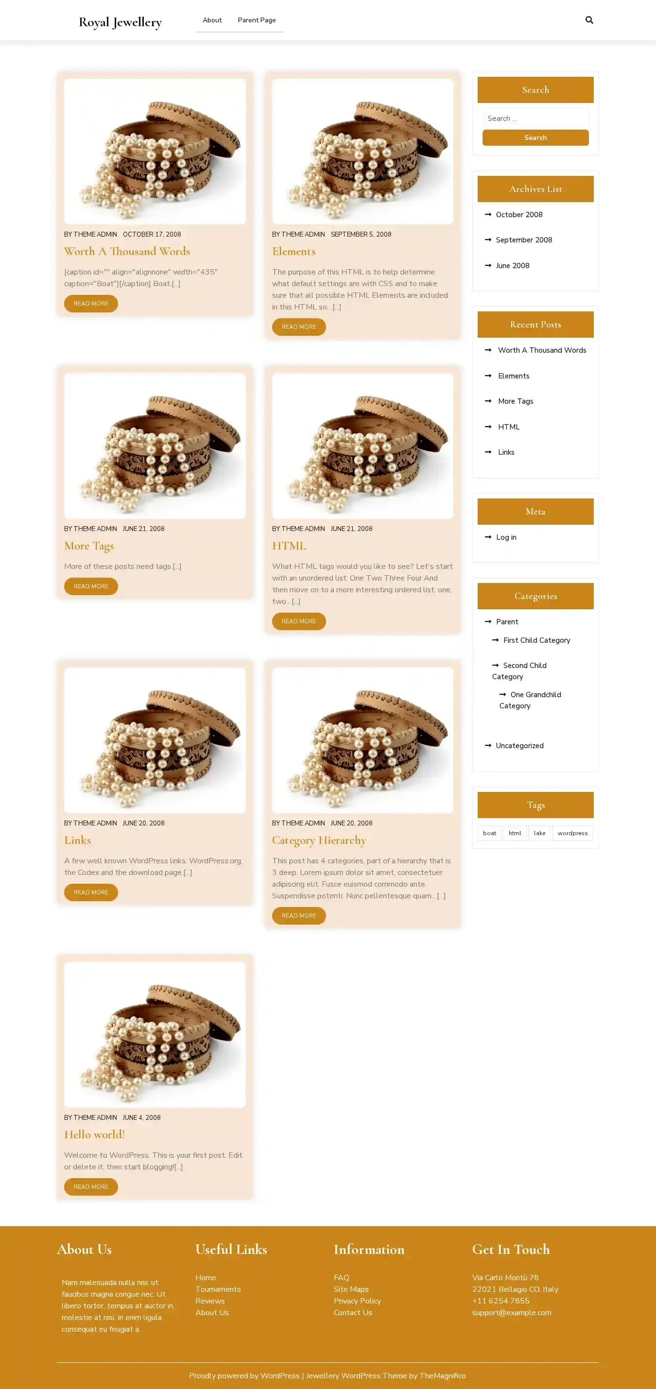 Royal Jewellery home page on desktop