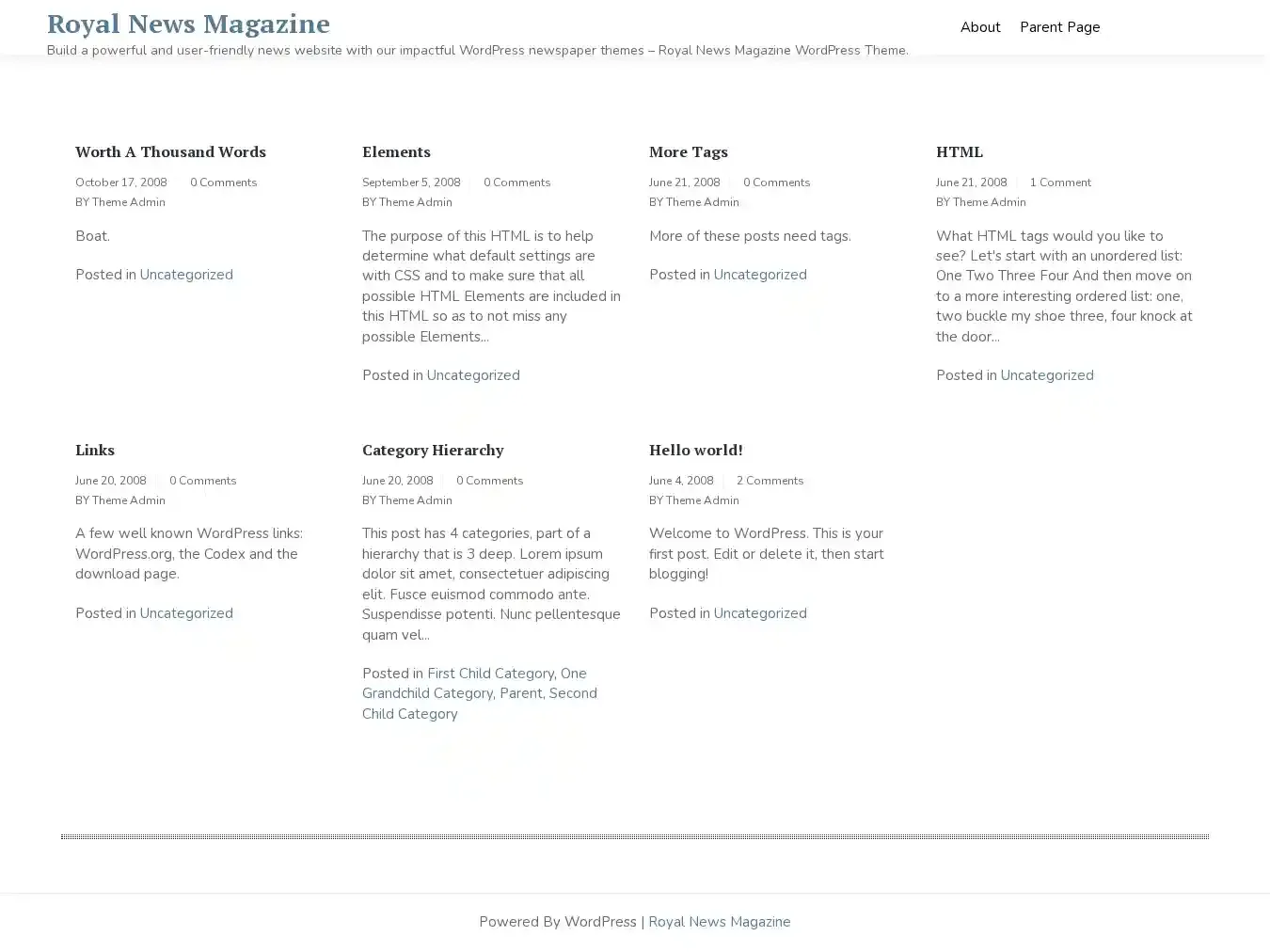 Royal News Magazine home page on desktop