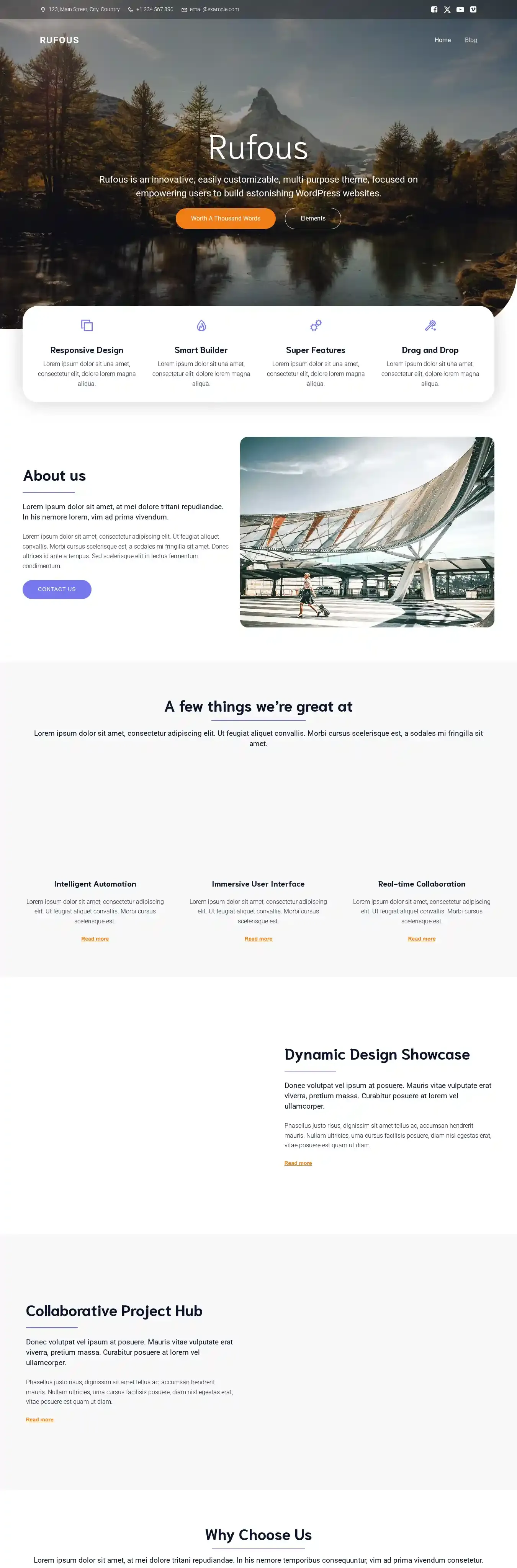 Rufous home page on desktop