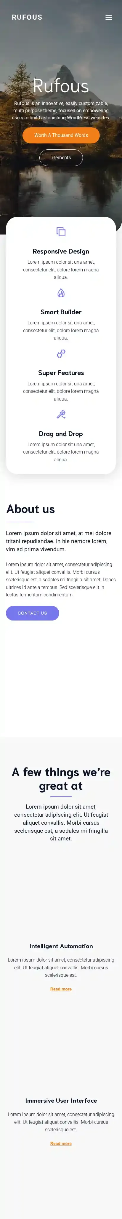 Rufous home page on mobile