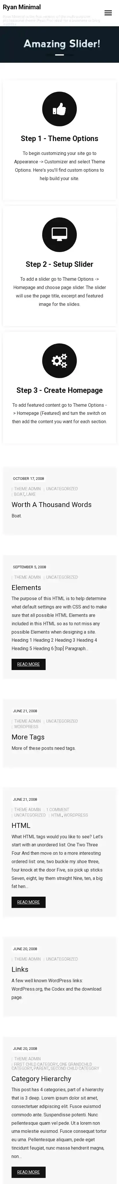 Ryan Minimal home page on mobile