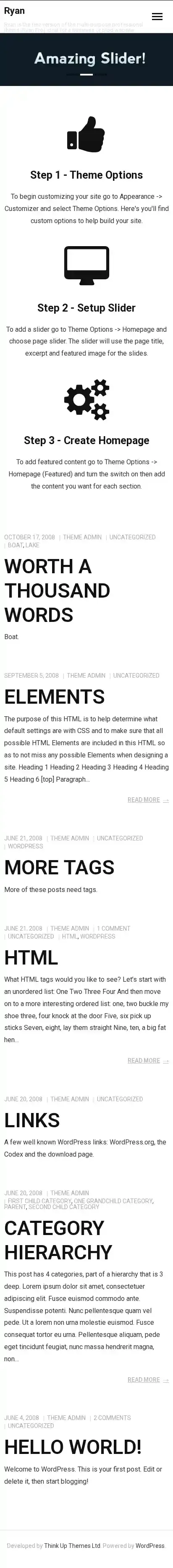 Ryan home page on mobile