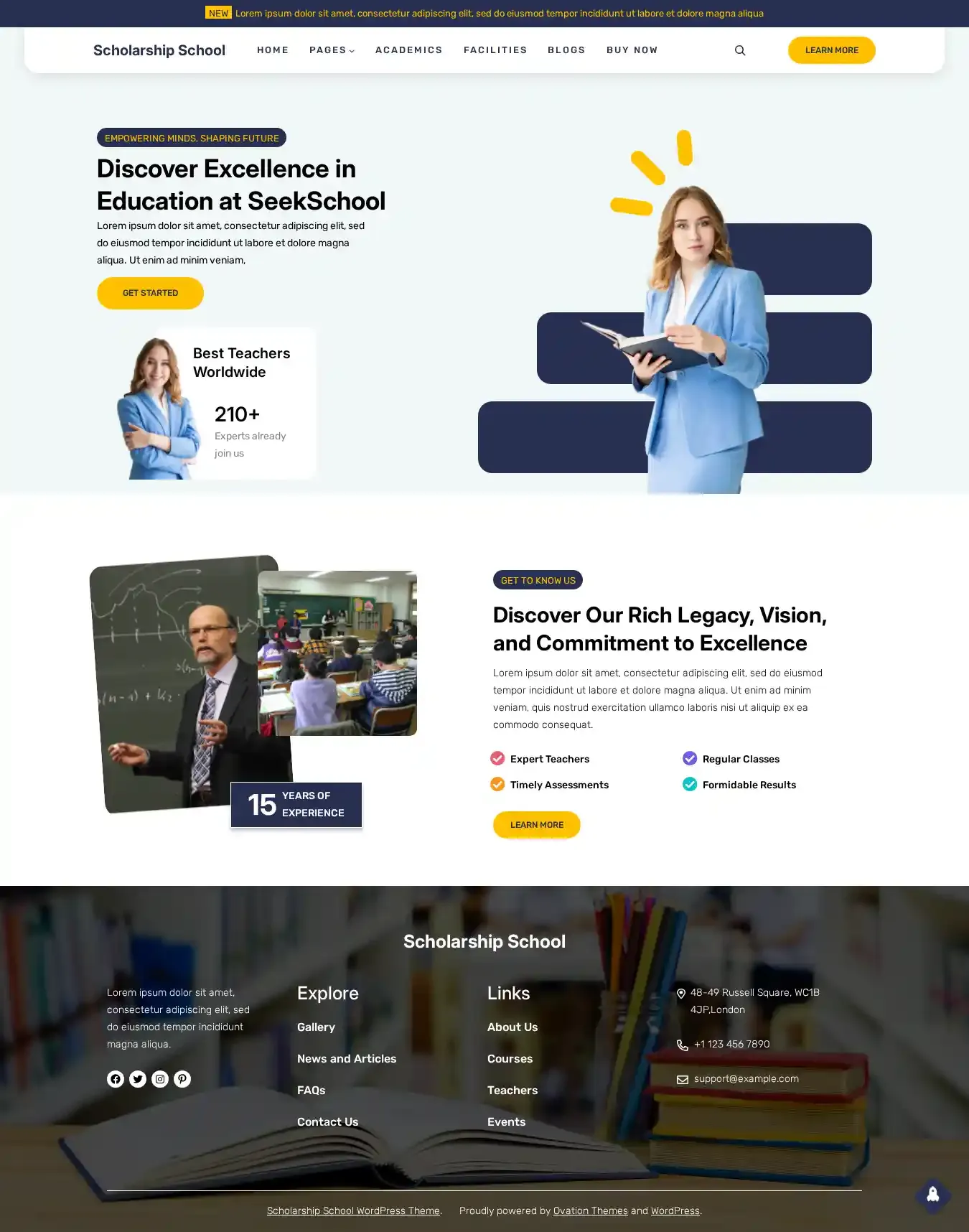 Scholarship School home page on desktop