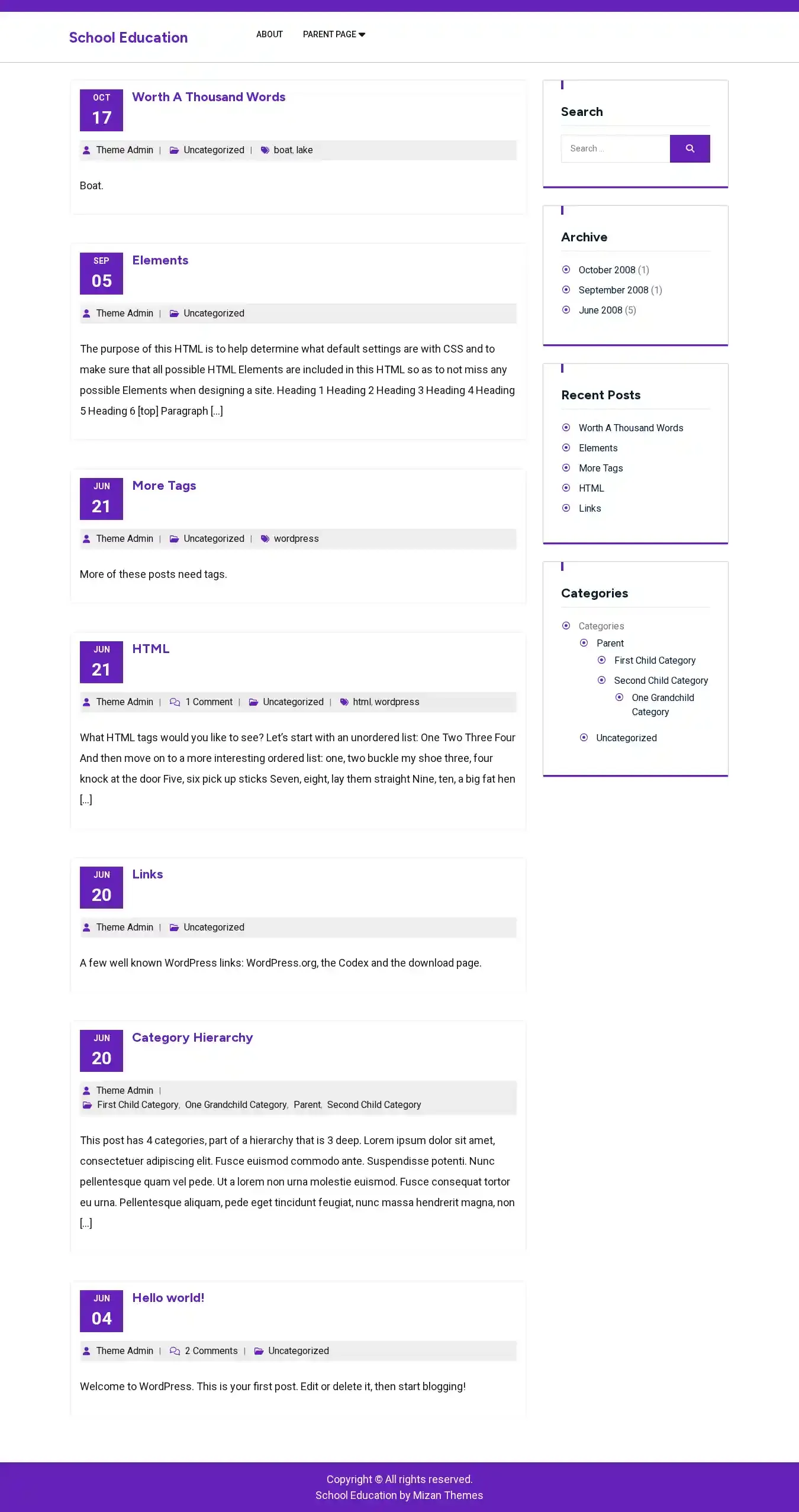 School Education home page on desktop