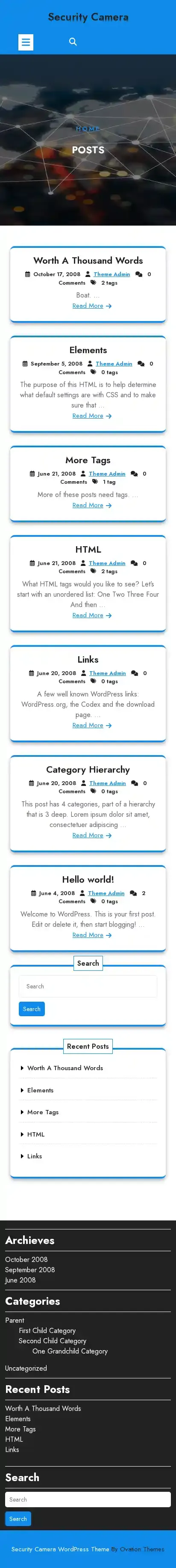 Security Camera home page on mobile