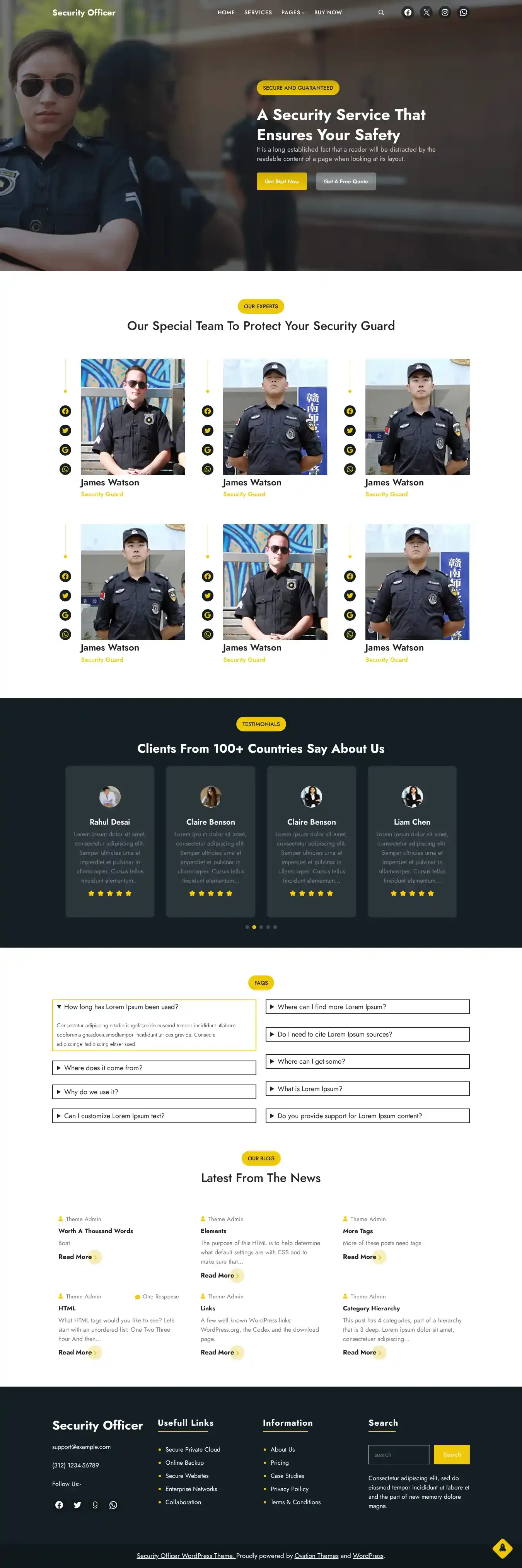 Security Officer home page on desktop