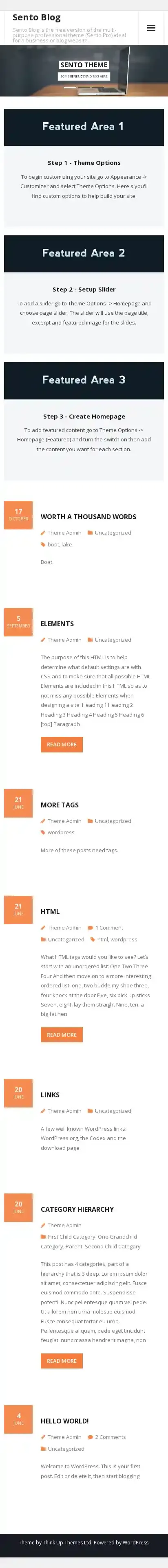 Sento Blog home page on mobile