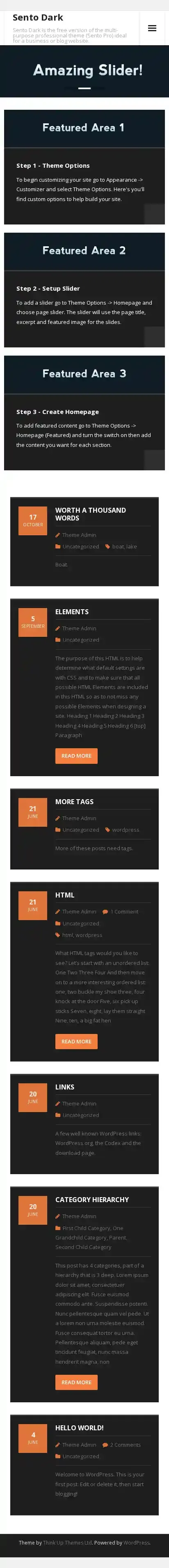 Sento Dark home page on mobile