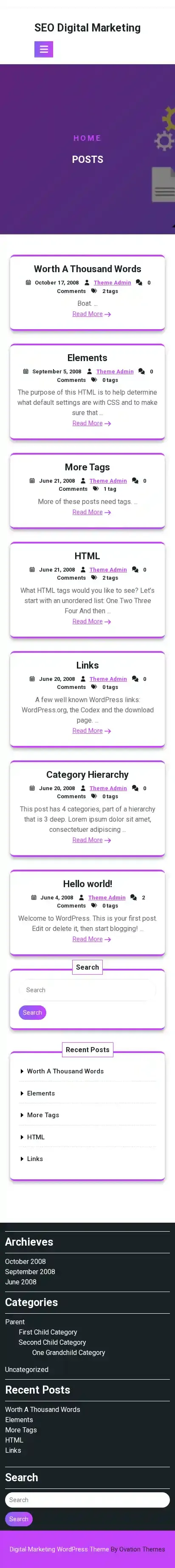 SEO Digital Marketing home page on mobile