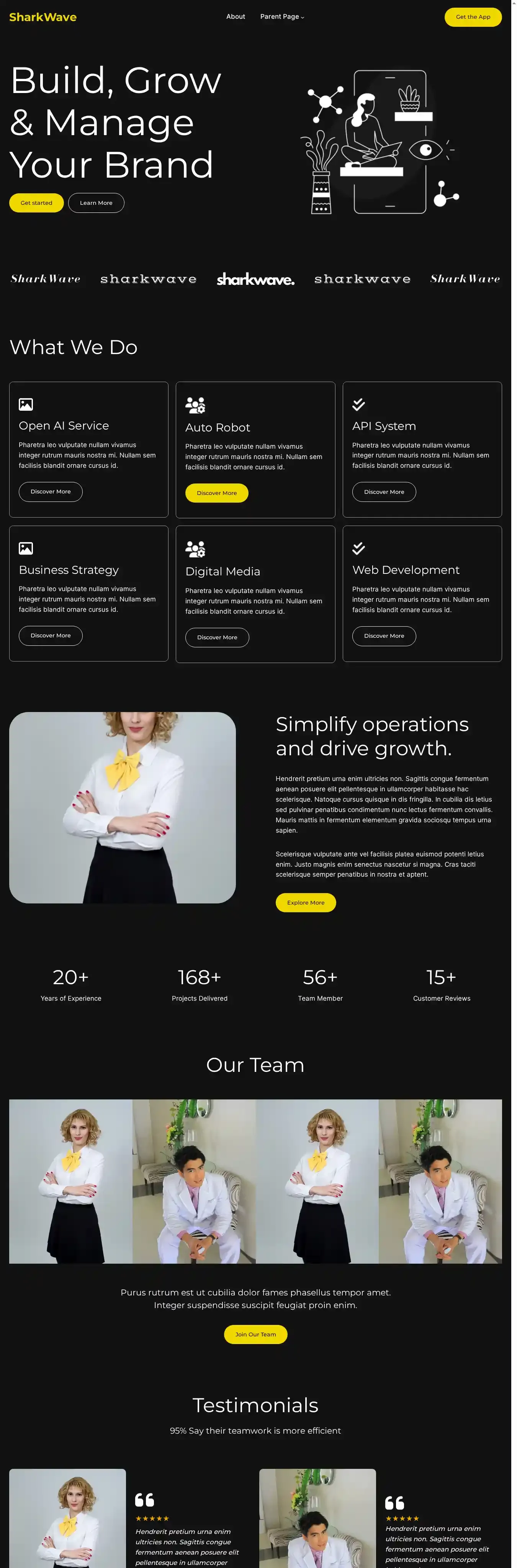 SharkWave home page on desktop
