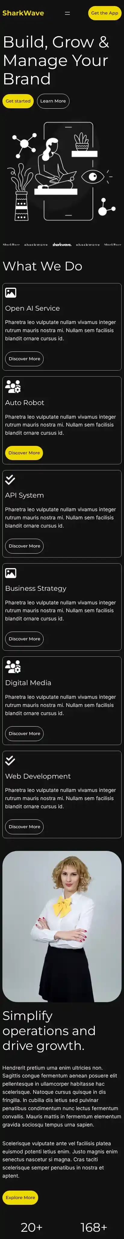 SharkWave home page on mobile