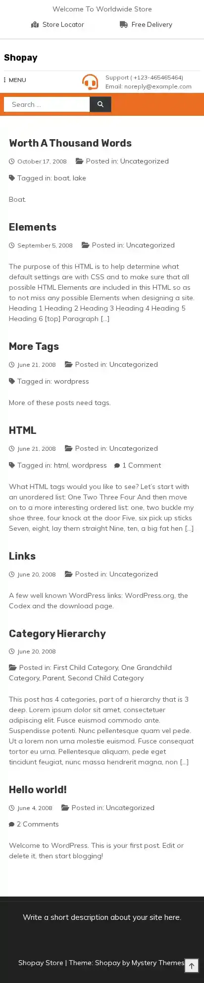 Shopay home page on mobile