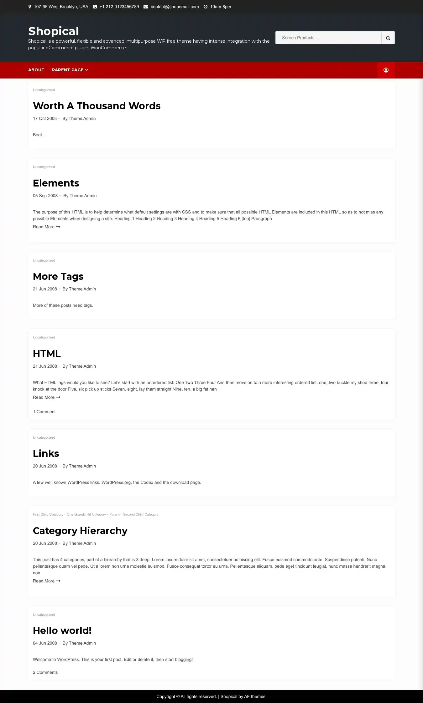 Shopical home page on desktop