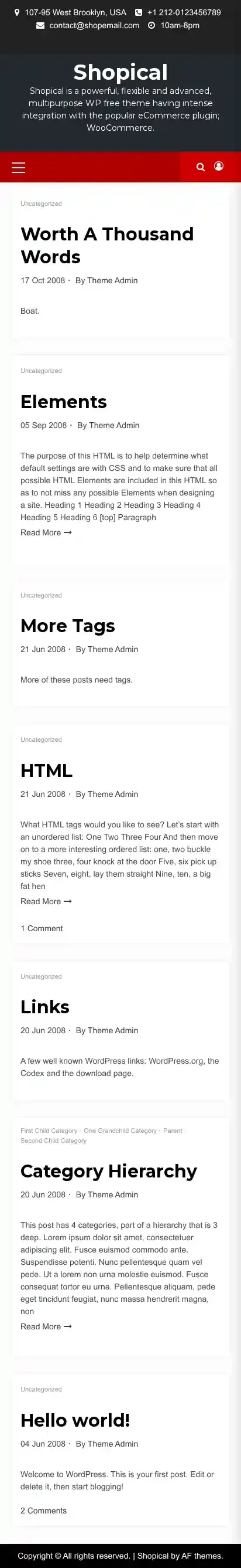 Shopical home page on mobile