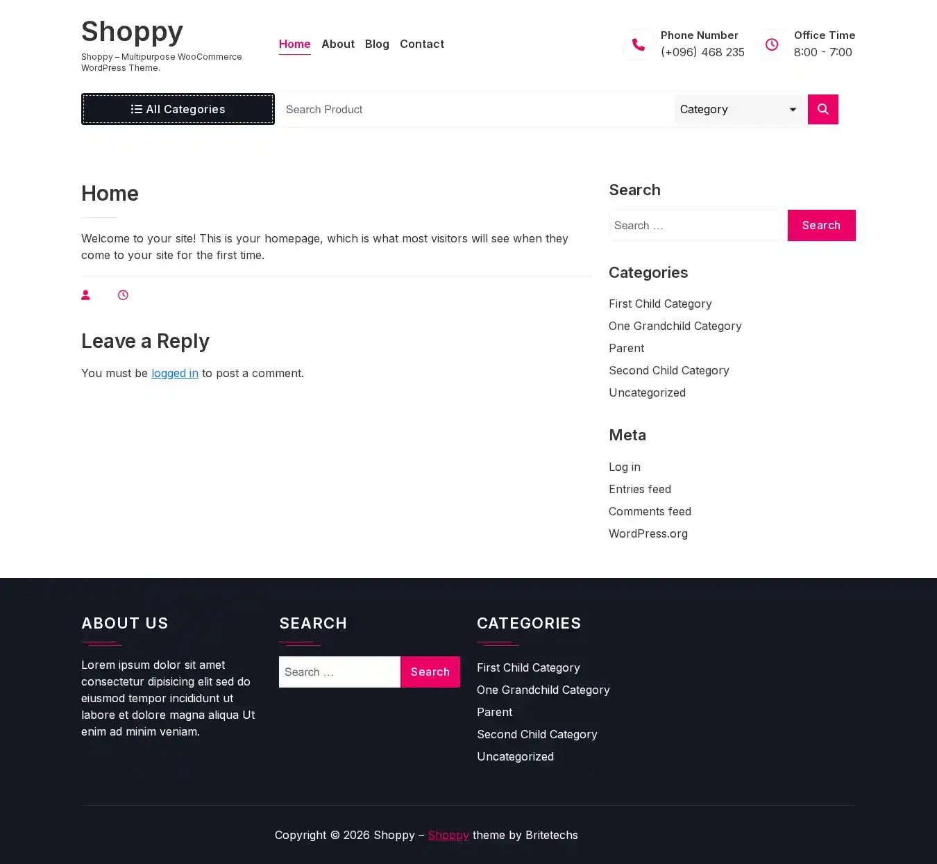 Shoppy home page on desktop