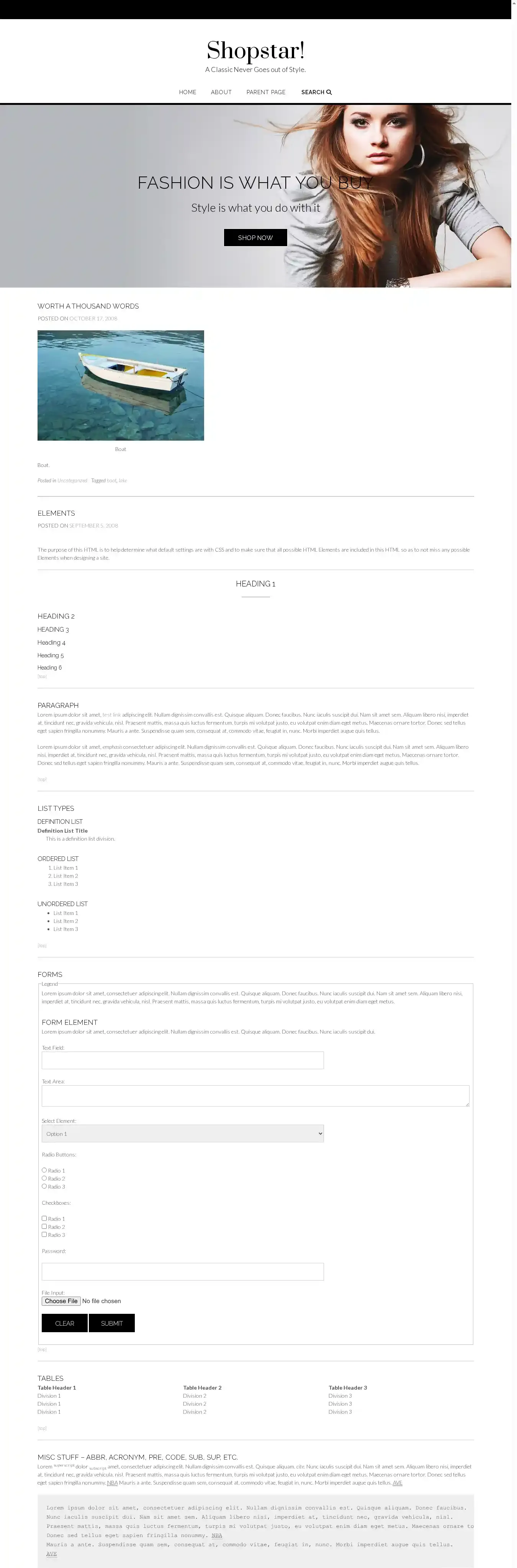 Shopstar! home page on desktop