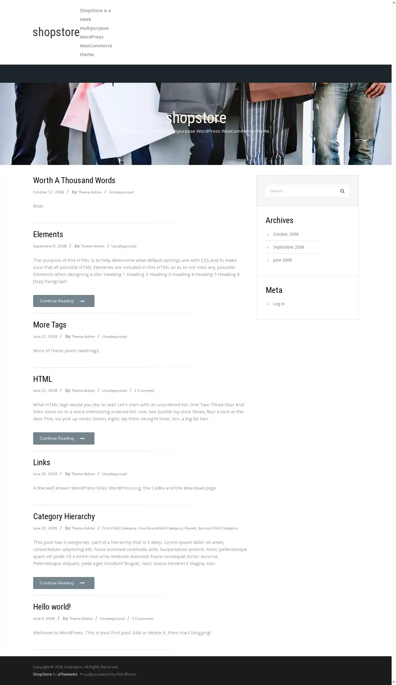 shopstore home page on desktop