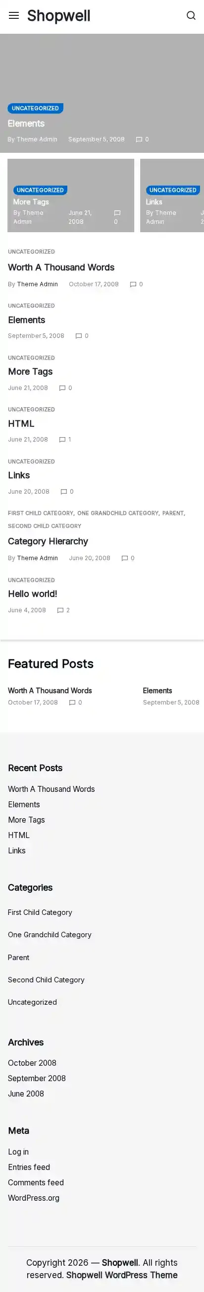 Shopwell home page on mobile