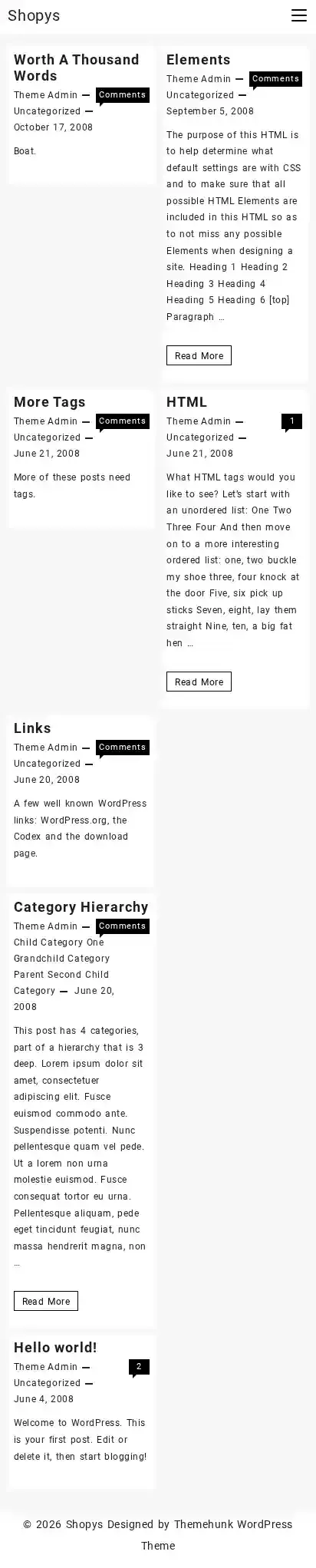 Shopys home page on mobile