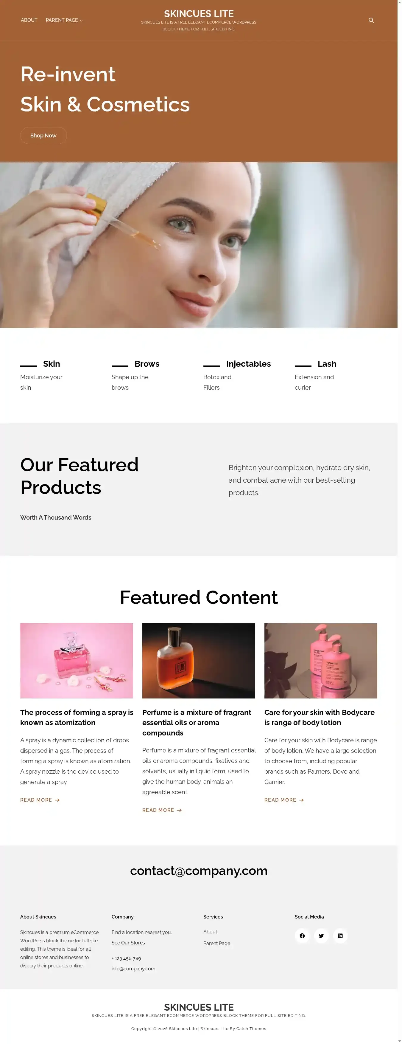 Skincues Lite home page on desktop