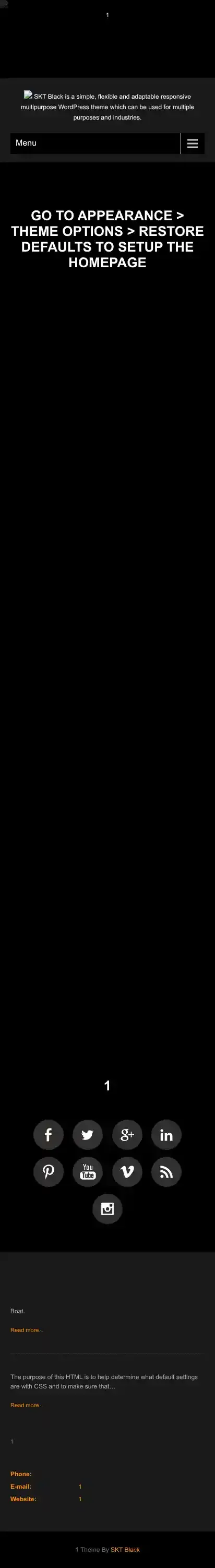 SKT Black home page on mobile