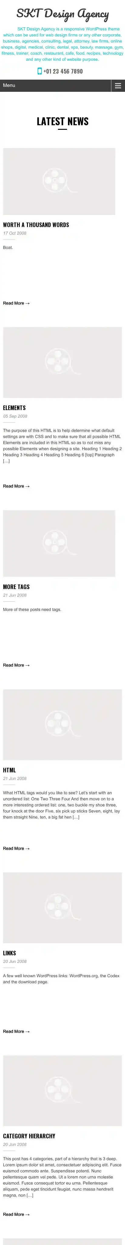 SKT Design Agency home page on mobile
