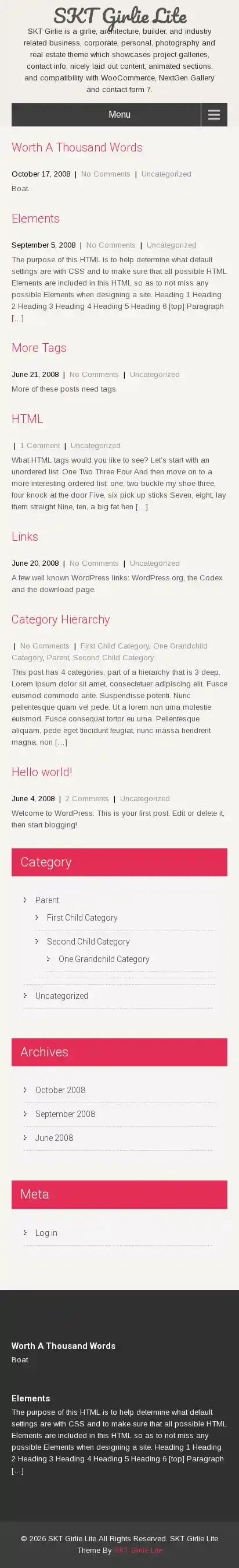 SKT Girlie Lite home page on mobile