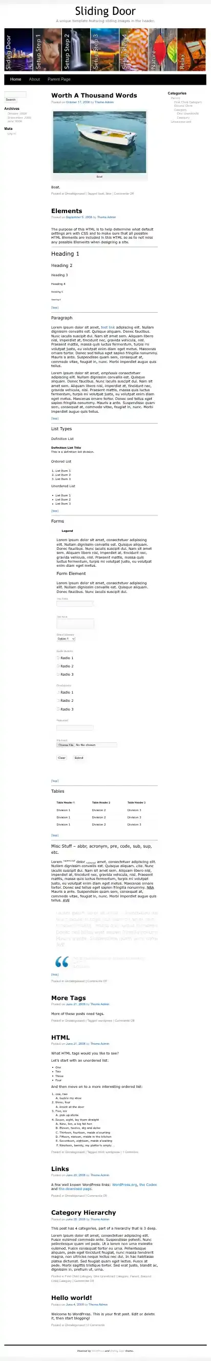 Sliding Door home page on mobile