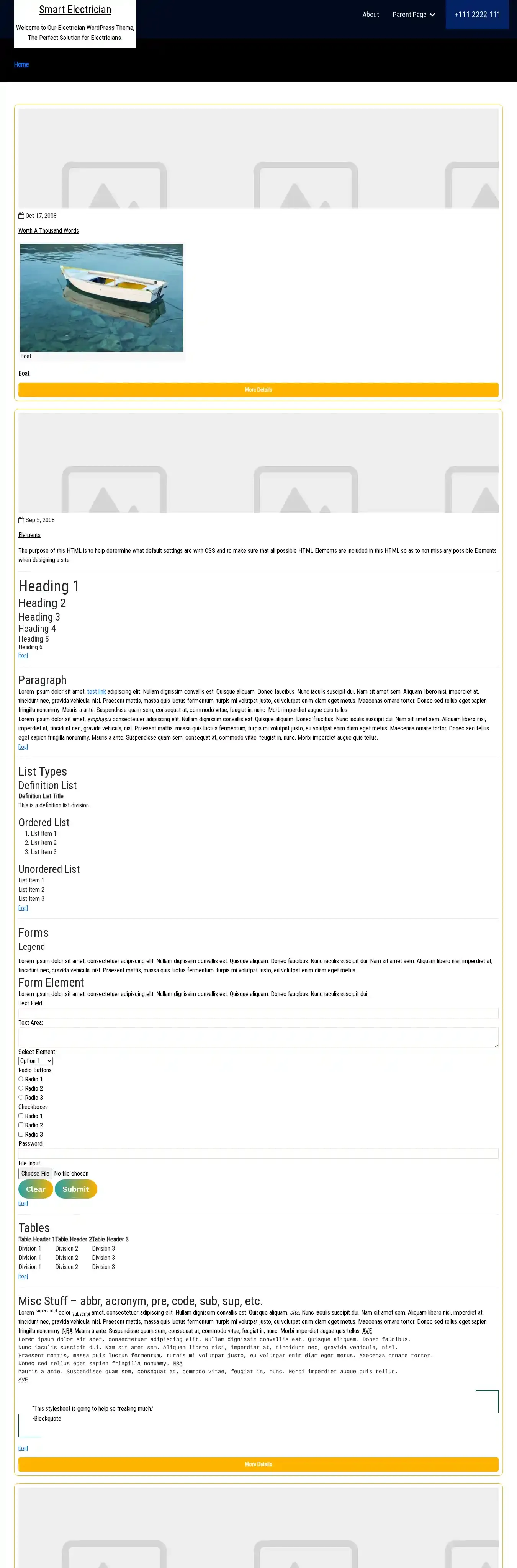 Smart Electrician home page on desktop