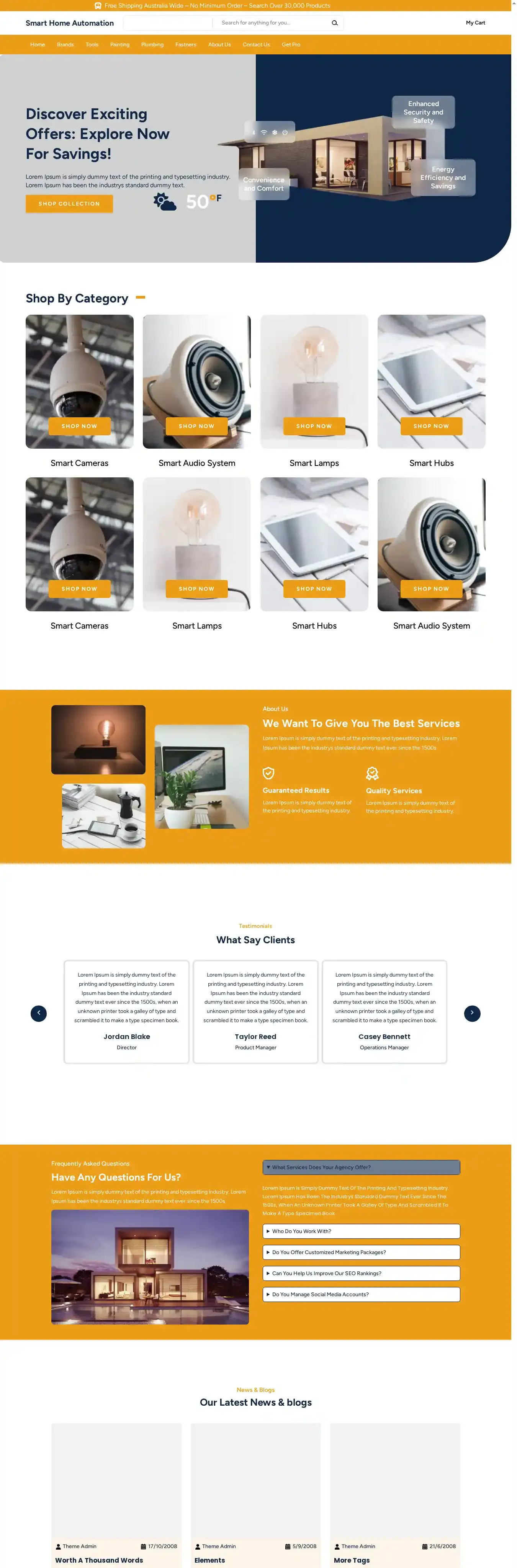 Smart Home Automation home page on desktop