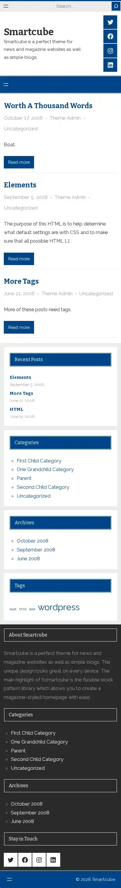 Smartcube home page on mobile