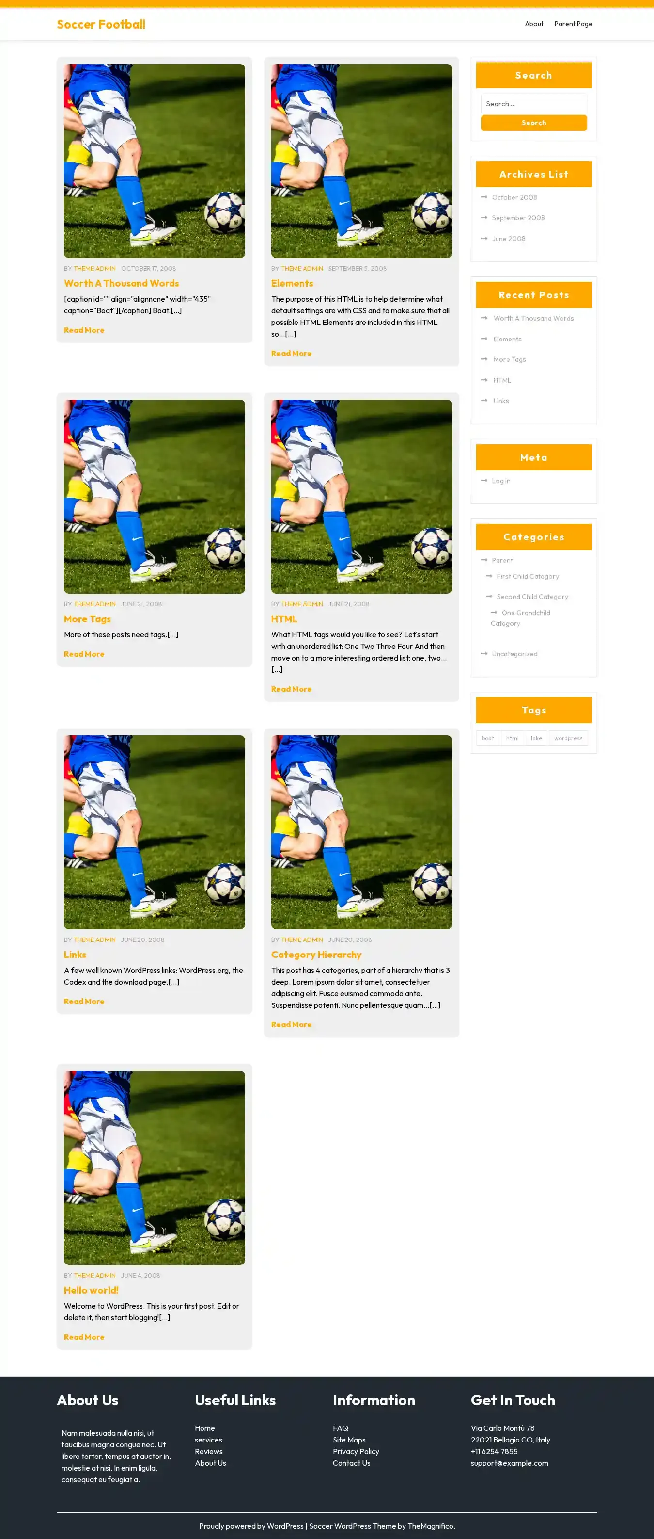 Soccer Football home page on desktop
