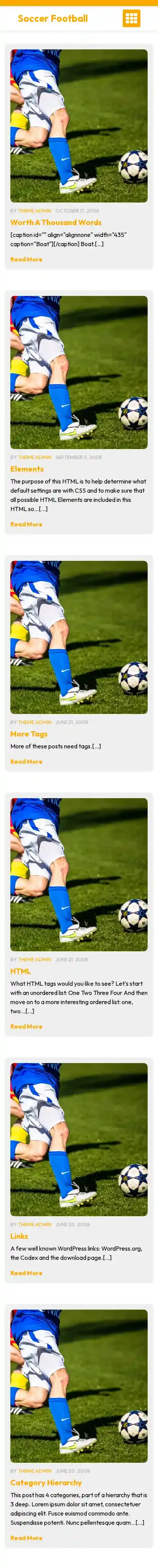 Soccer Football home page on mobile