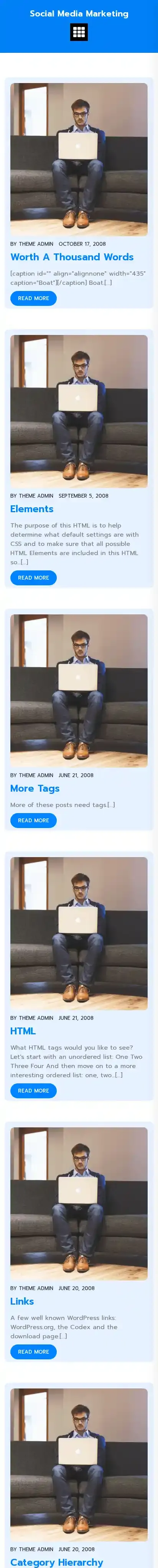 Social Media Marketing home page on mobile