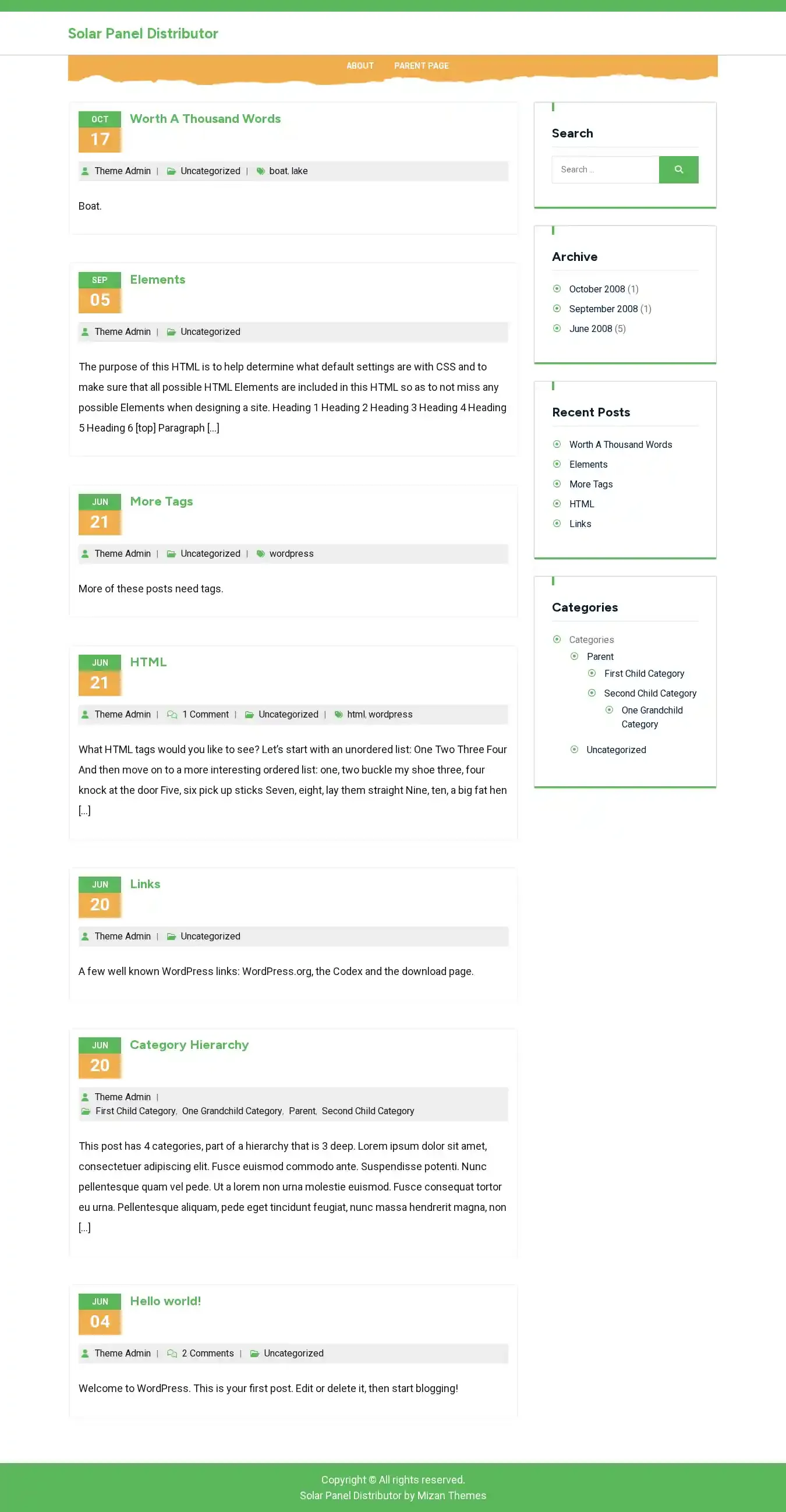Solar Panel Distributor home page on desktop