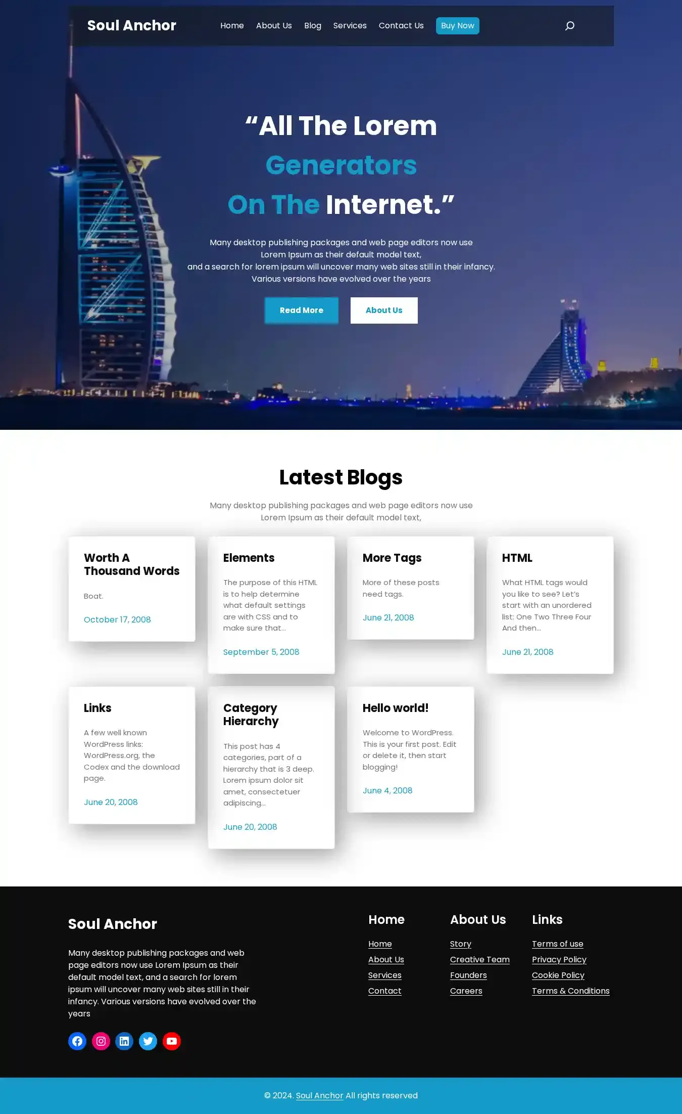 Soul Anchor home page on desktop
