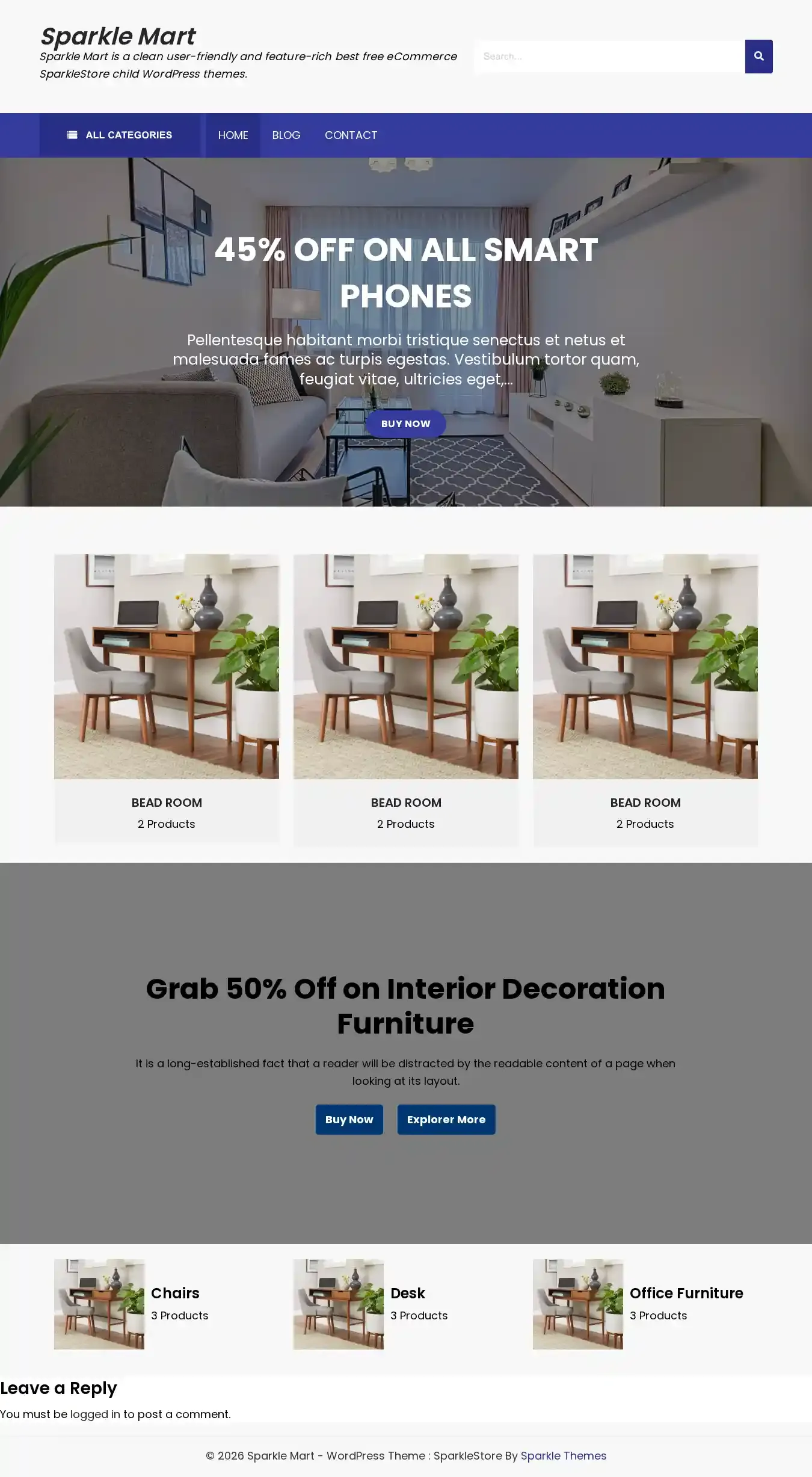 Sparkle Mart home page on desktop