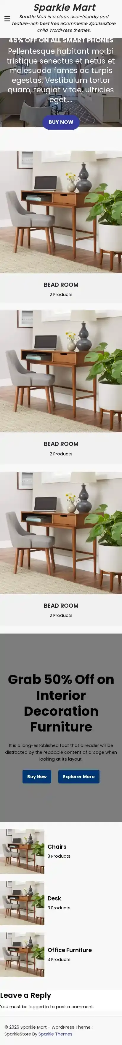 Sparkle Mart home page on mobile