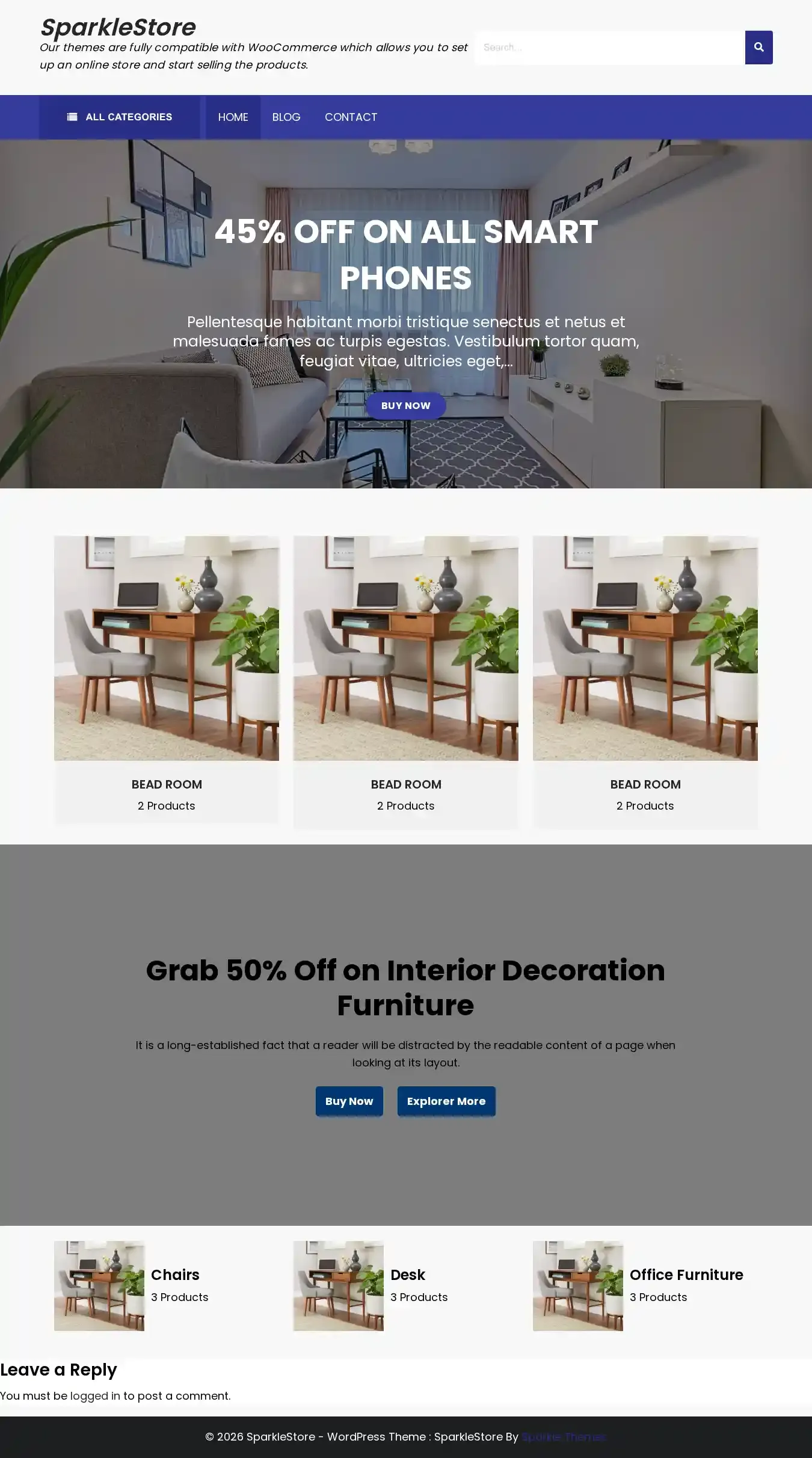 SparkleStore home page on desktop
