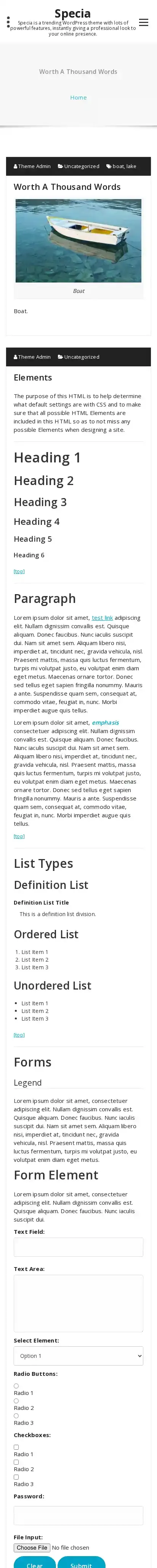 Specia home page on mobile