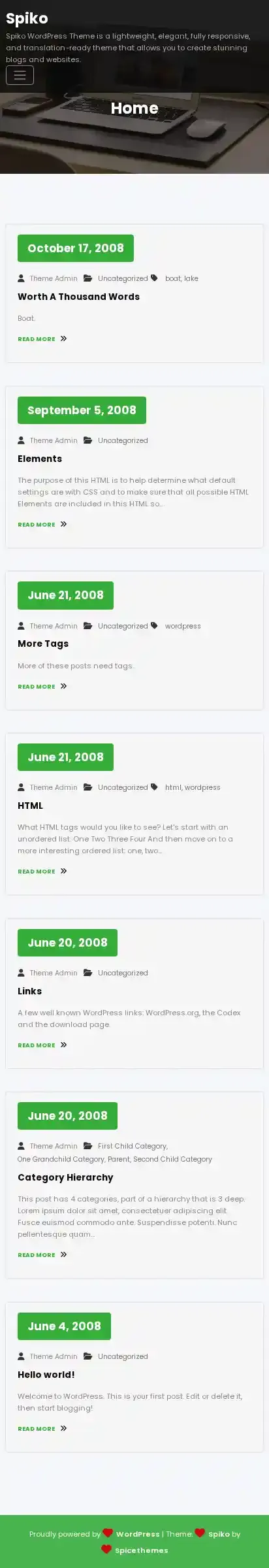 Spiko home page on mobile